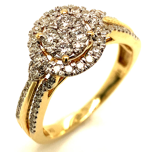 (SOFIA) Set de anillos con diamantes en oro amarillo 10k