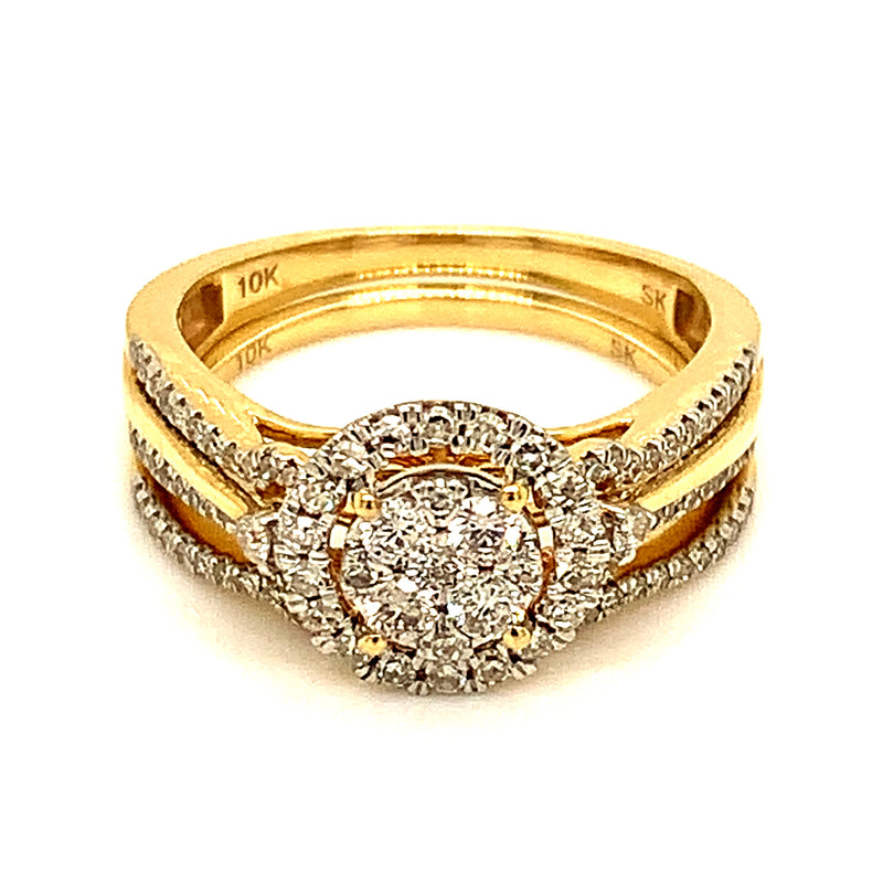 (SOFIA) Set de anillos con diamantes en oro amarillo 10k