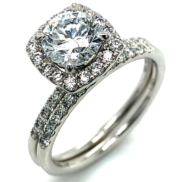 (LD) Set de anillos con diamantes de laboratorio en oro blanco 10kt.