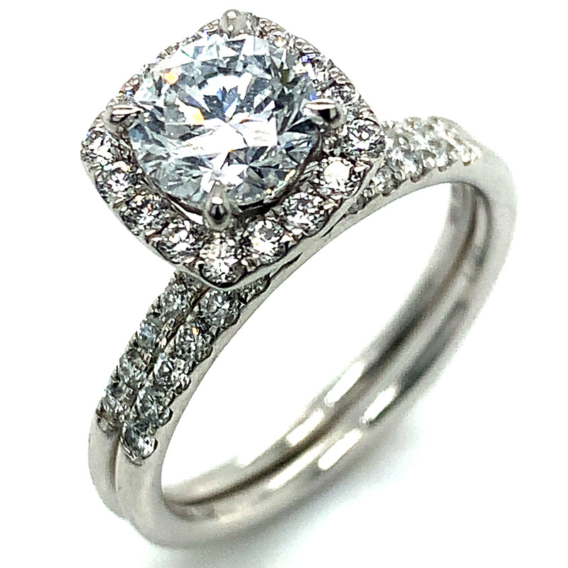 (LD) Set de anillos con diamantes de laboratorio en oro blanco 10kt.