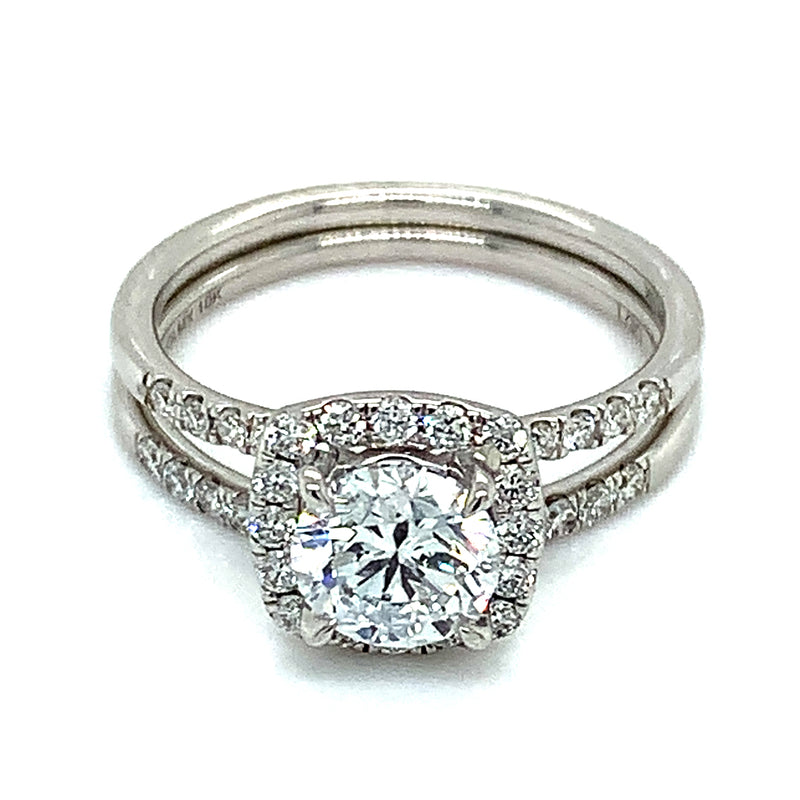 (LD) Set de anillos con diamantes de laboratorio en oro blanco 10kt.
