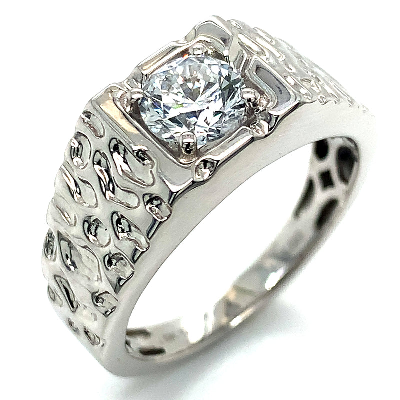 (LD) Banda para caballero con diamante en oro blanco 10k. D-1.00CTS.