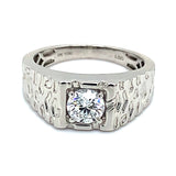 (LD) Banda para caballero con diamante en oro blanco 10k. D-1.00CTS.