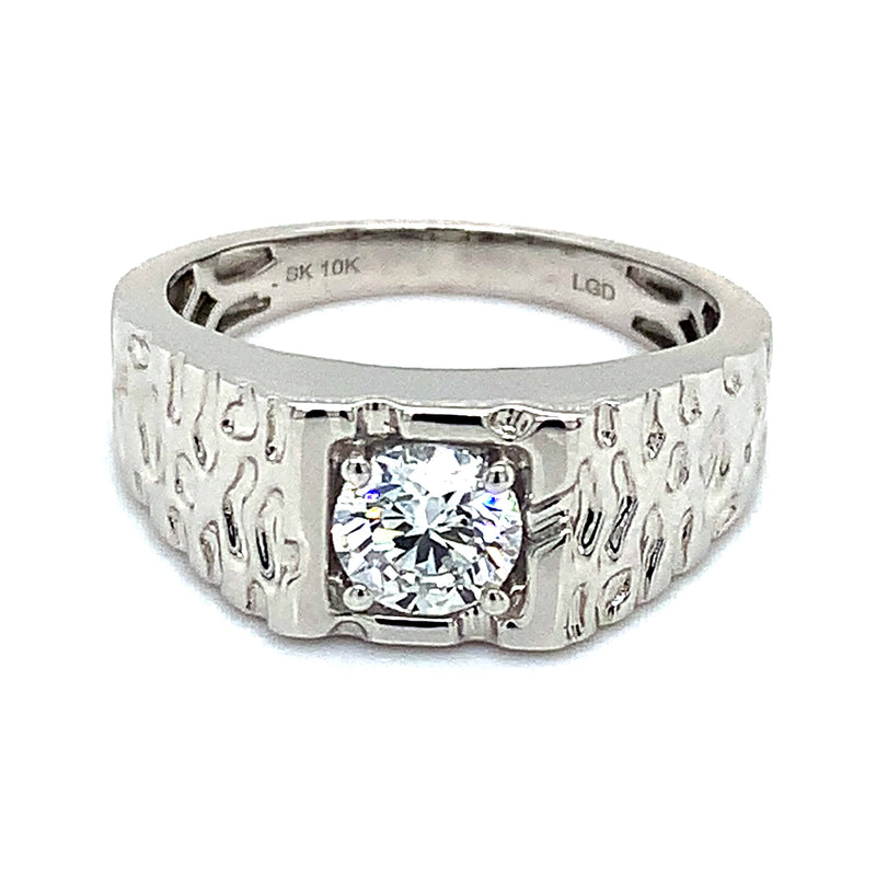 (LD) Banda para caballero con diamante en oro blanco 10k. D-1.00CTS.