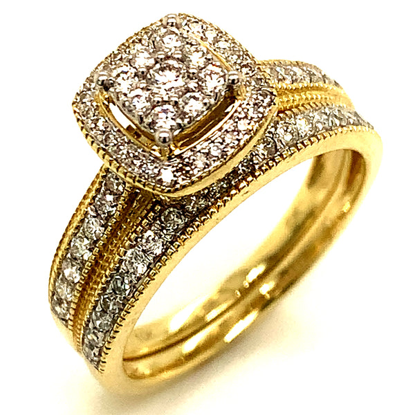 (SOFIA) Set de anillos con diamantes en oro amarillo 10k