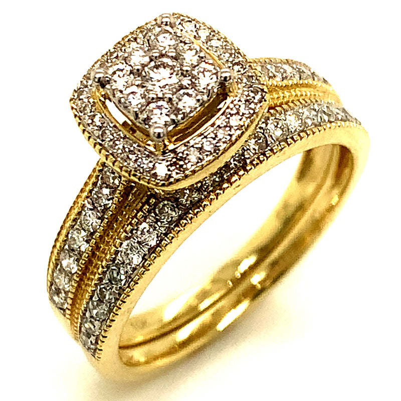 (SOFIA) Set de anillos con diamantes en oro amarillo 10k