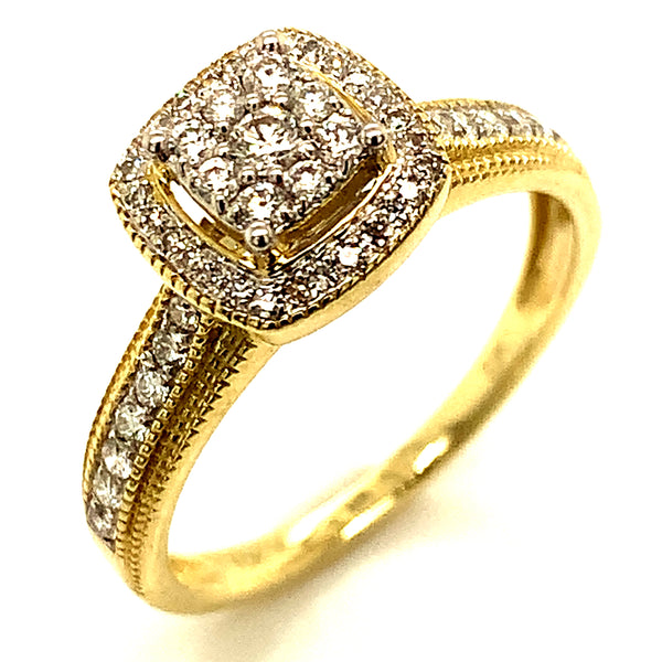 (SOFIA) Set de anillos con diamantes en oro amarillo 10k