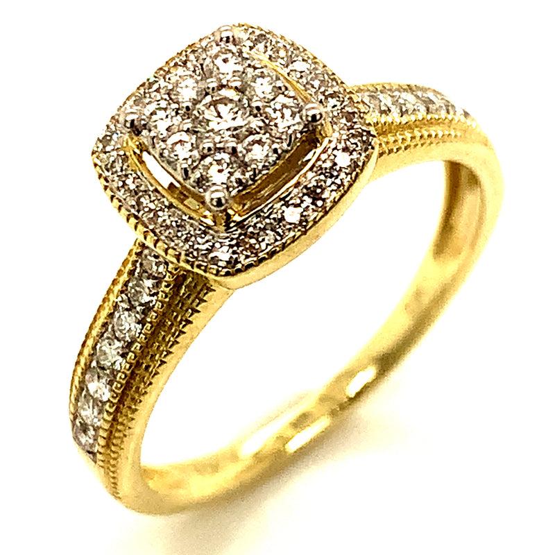 (SOFIA) Set de anillos con diamantes en oro amarillo 10k