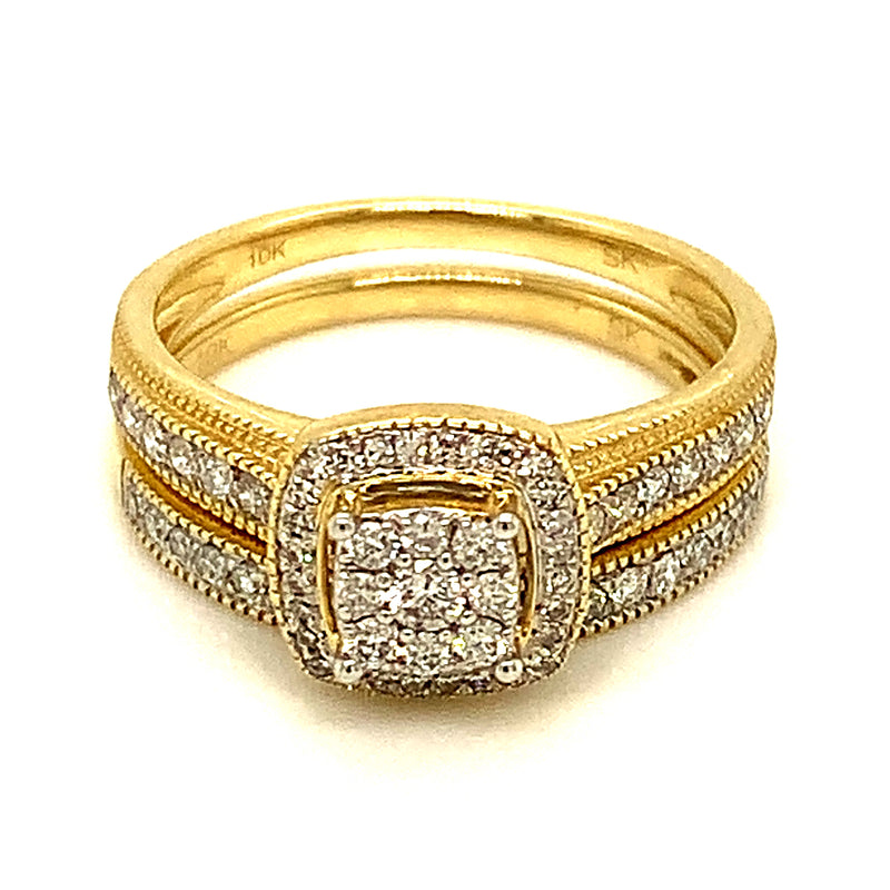 (SOFIA) Set de anillos con diamantes en oro amarillo 10k