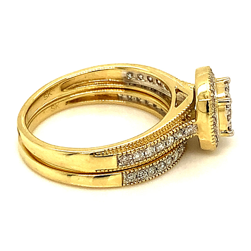 (SOFIA) Set de anillos con diamantes en oro amarillo 10k