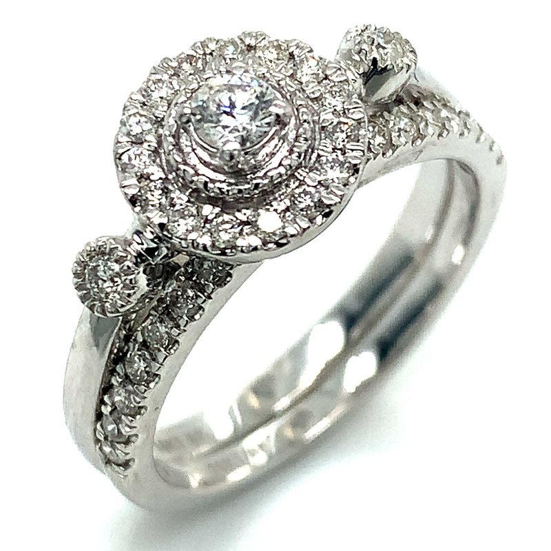 (SOFIA) Set de anillos con diamantes en oro blanco 10k
