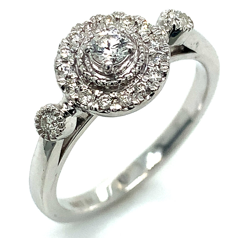 (SOFIA) Set de anillos con diamantes en oro blanco 10k