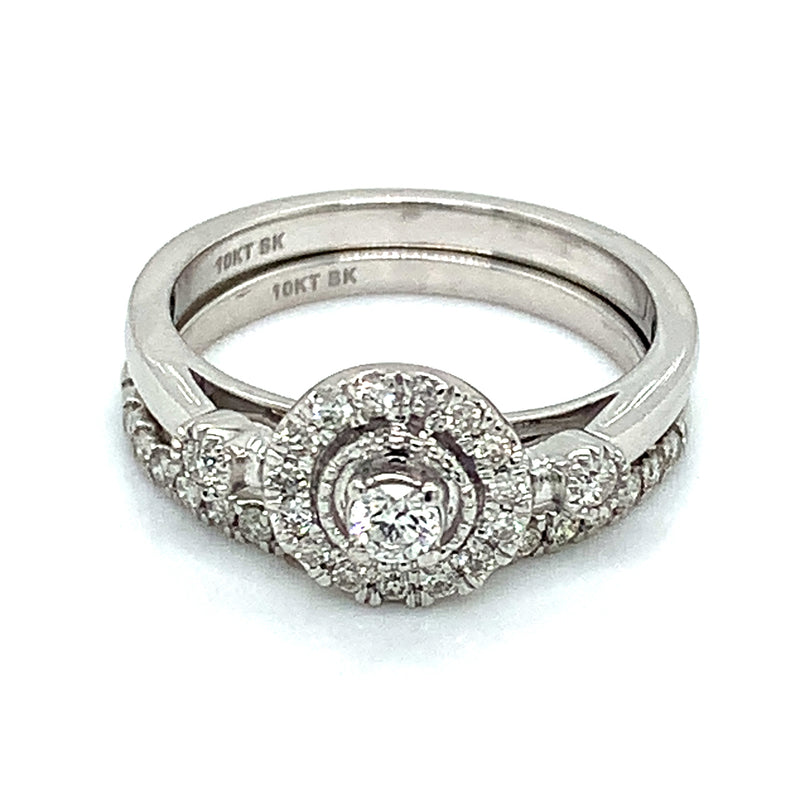 (SOFIA) Set de anillos con diamantes en oro blanco 10k