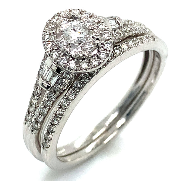 (SOFIA) Set de anillos con diamantes en oro blanco 10Kt.