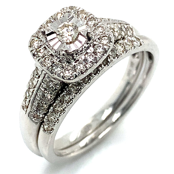 (SOFIA) Set de anillos con diamantes en oro blanco 10k