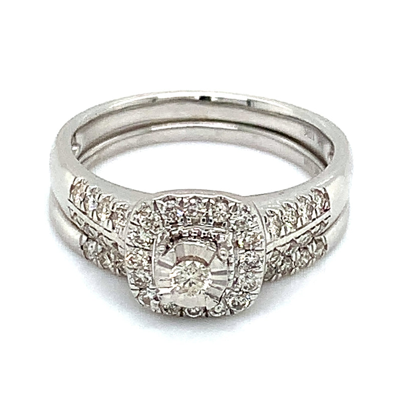 (SOFIA) Set de anillos con diamantes en oro blanco 10k