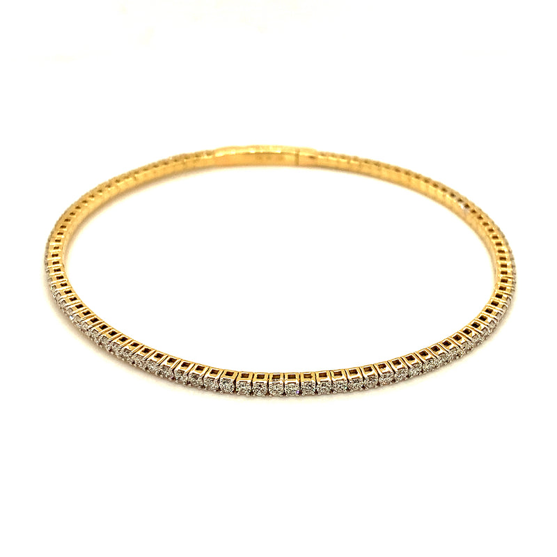(LD) Caña flexible con diamantes de laboratorio en oro amarillo 14kt.