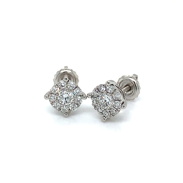 (LD) Juego de collar y aretes con diamantes de laboratorio en oro blanco 10k.