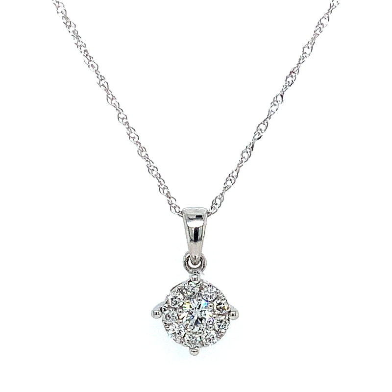 (LD) Juego de collar y aretes con diamantes de laboratorio en oro blanco 10k.