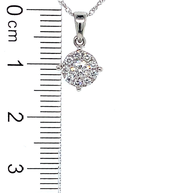(LD) Juego de collar y aretes con diamantes de laboratorio en oro blanco 10k.