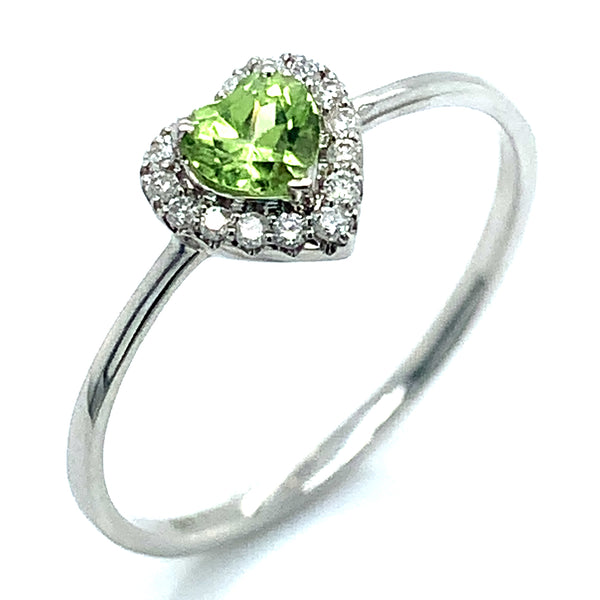 Anillo de Peridoto en oro blanco 10kt.  ANTES:  $299.00