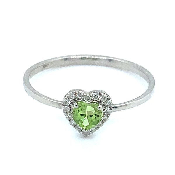 Anillo de Peridoto en oro blanco 10kt.  ANTES:  $299.00