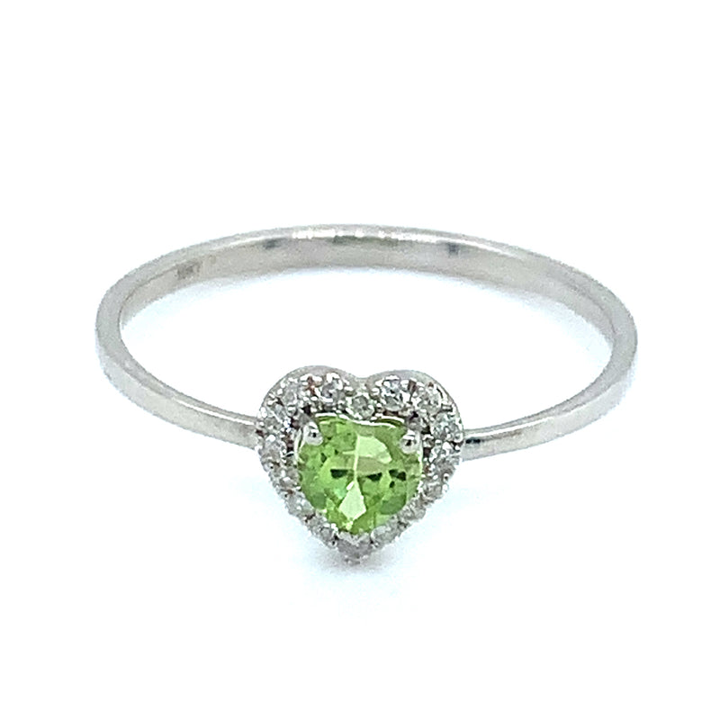 Anillo de Peridoto en oro blanco 10kt.  ANTES:  $299.00