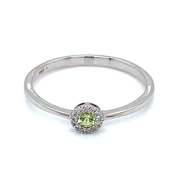 Anillo de Peridoto en oro blanco 10kt.  ANTES:  $249.00