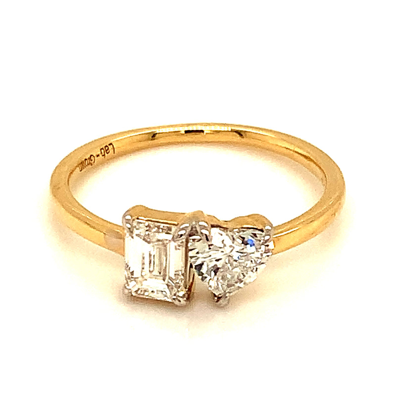 (LD) Anillo con diamantes de laboratorio en oro amarillo 14kt. D-1.00cts