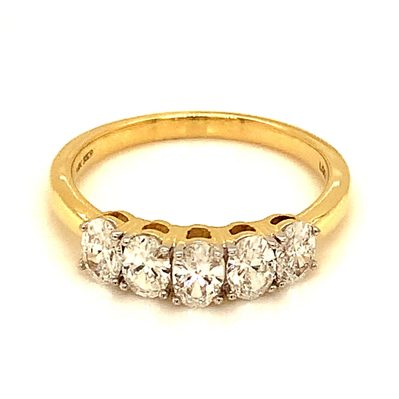 (LD) Anillo con diamantes de laboratorio en oro amarillo 14kt. D-1.00cts