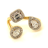 (LD) Anillo con diamantes de laboratorio en oro amarillo 14kt.