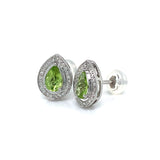 Aretes de peridoto en oro blanco 10kt.