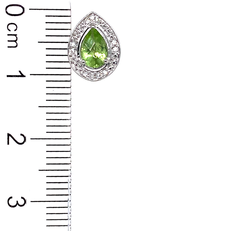 Aretes de peridoto en oro blanco 10kt.