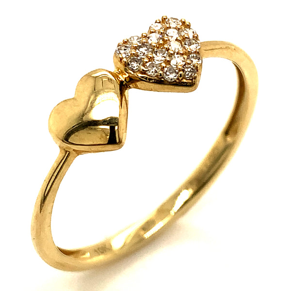 (LD) Anillo con diamantes de laboratorio en oro amarillo 14kt.