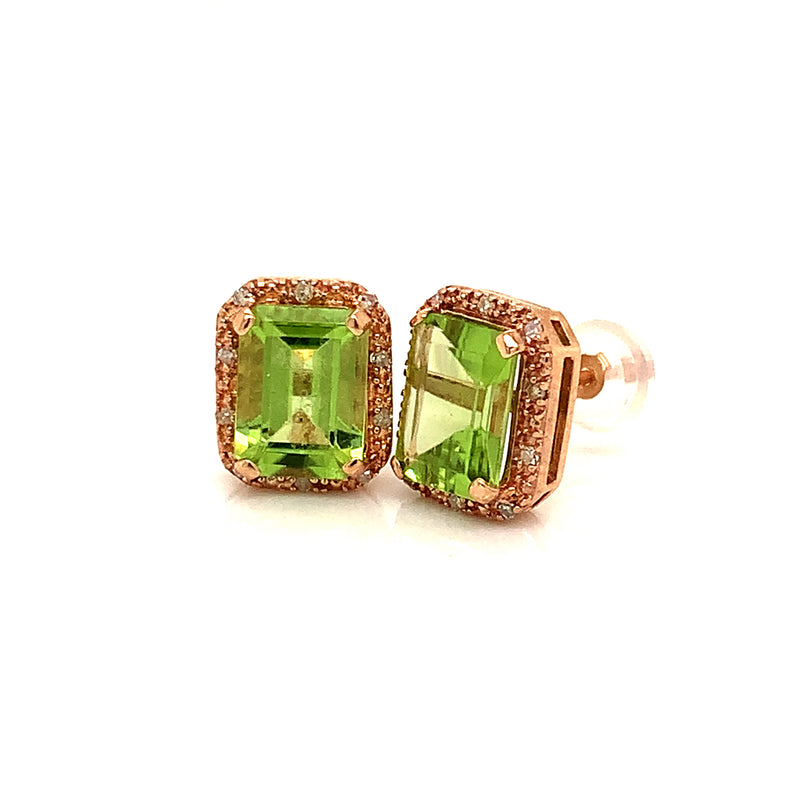 Aretes de Peridoto en oro rosado 10k