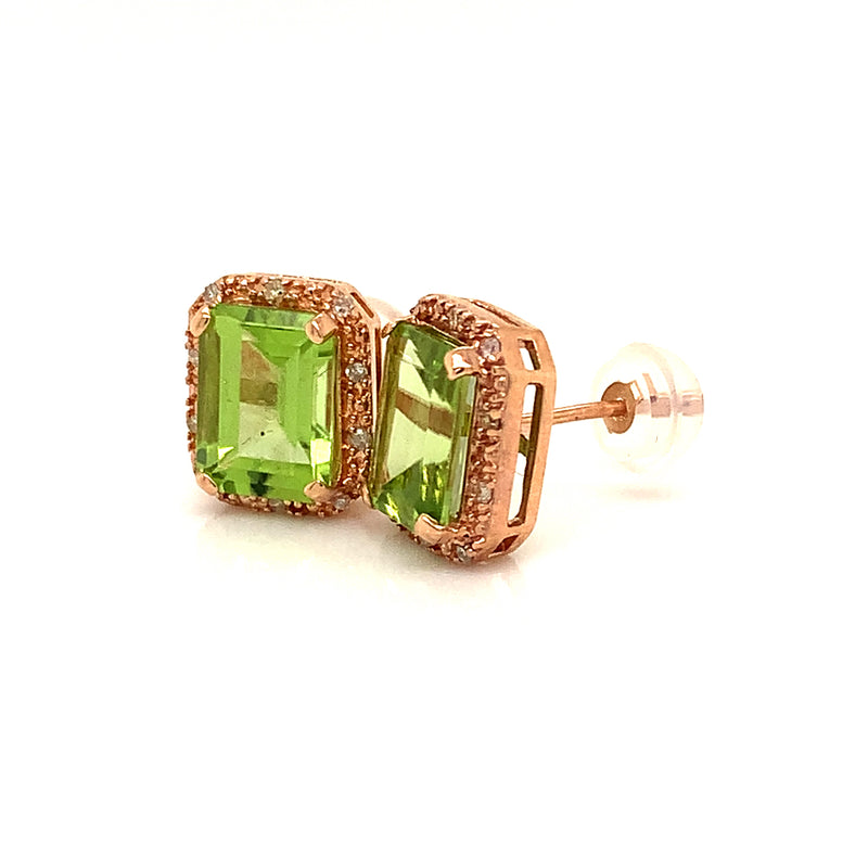 Aretes de Peridoto en oro rosado 10k