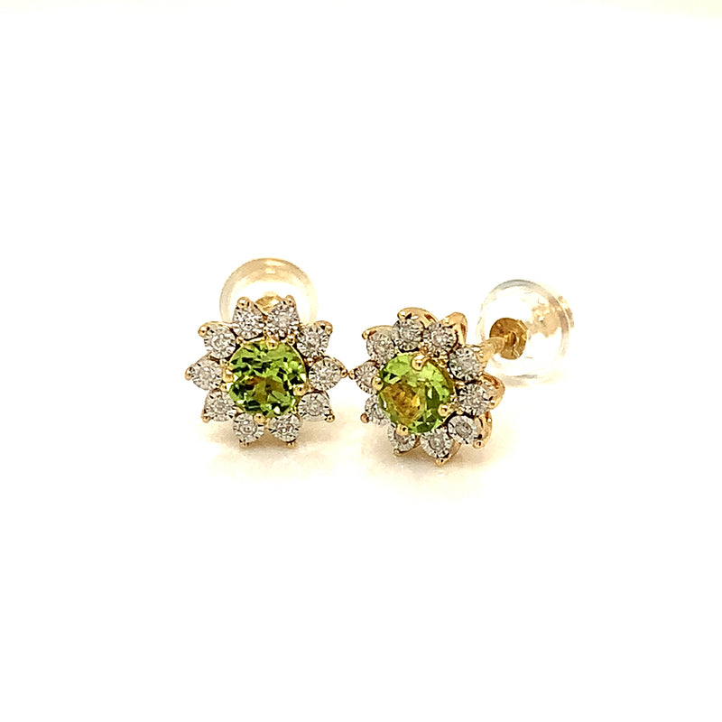 Aretes de Peridoto en oro amarillo 10k