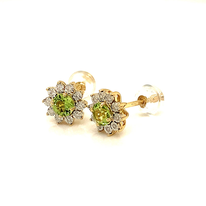Aretes de Peridoto en oro amarillo 10k