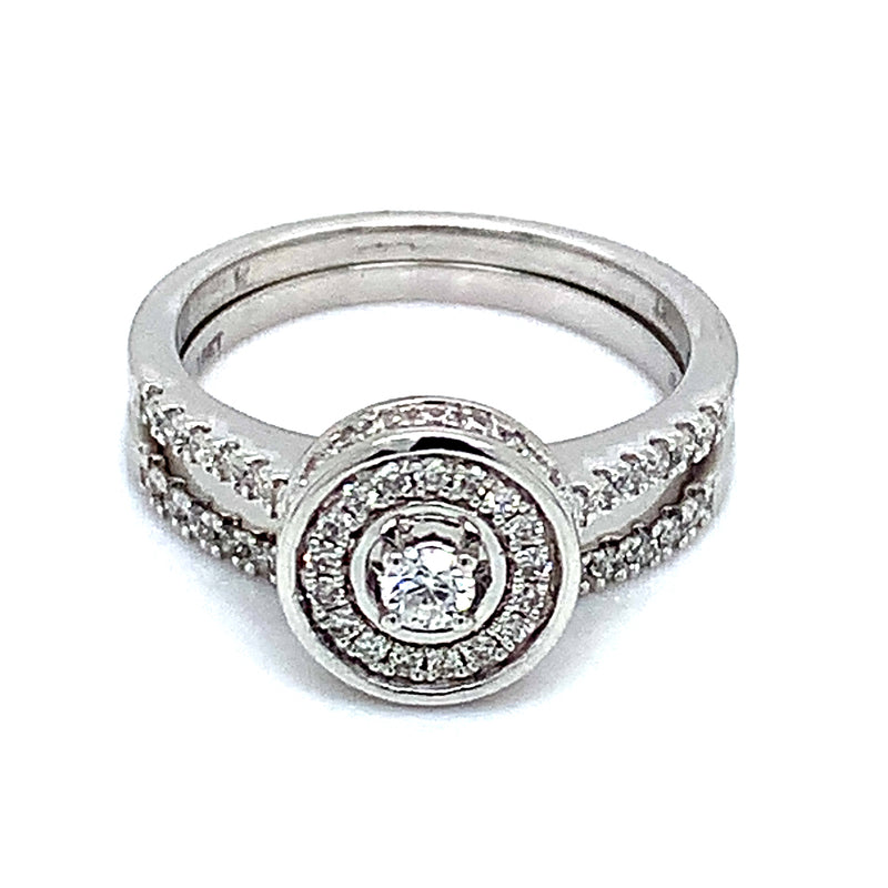 (SOFIA) Set de anillos con diamantes en oro blanco 10k