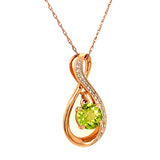 Collar de Peridoto con Zafiros blancos en oro rosado 14kt.  ANTES:  $399.00