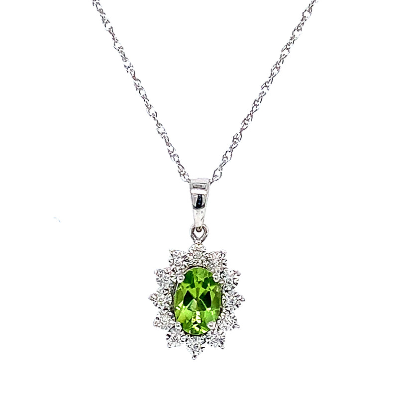 Collar de Peridoto en oro blanco 10kt.
