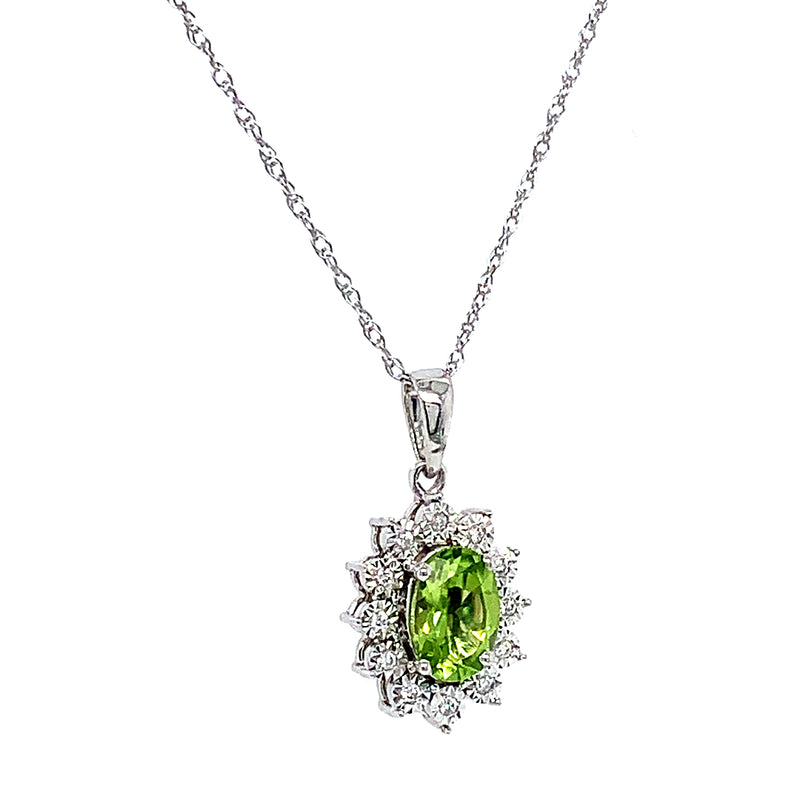 Collar de Peridoto en oro blanco 10kt.