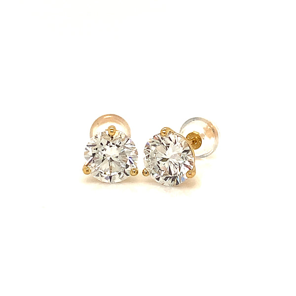 (LD) Aretes con diamantes de laboratorio en oro amarillo 10kt.