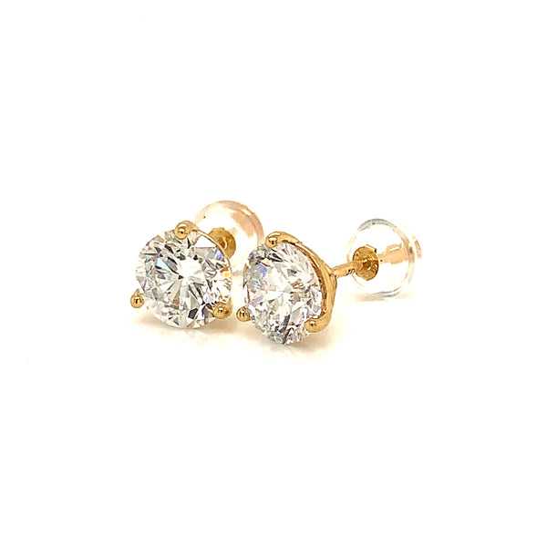 (LD) Aretes con diamantes de laboratorio en oro amarillo 10kt.