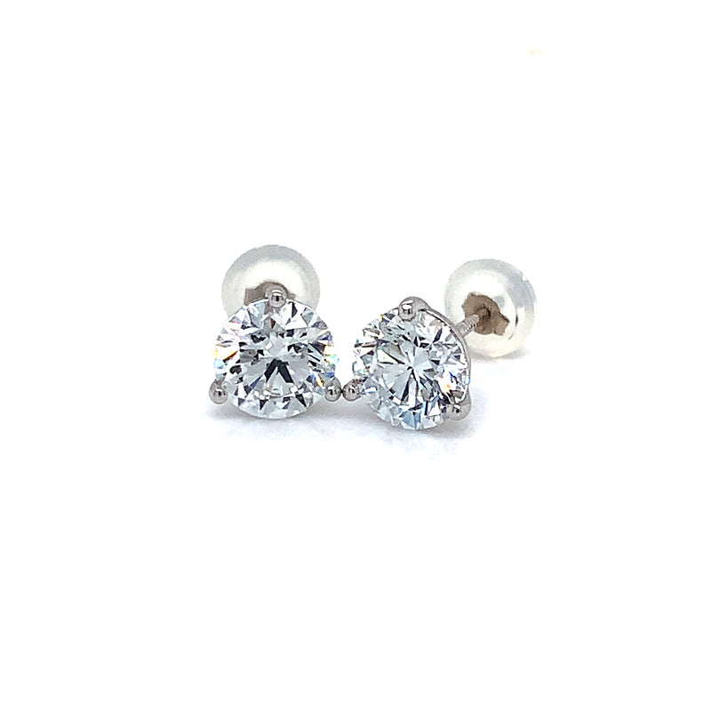 (LD) Aretes con diamantes de laboratorio en oro blanco 10kt.