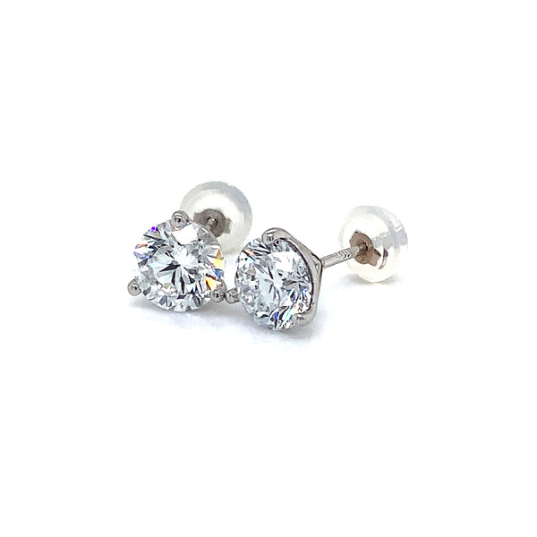 (LD) Aretes con diamantes de laboratorio en oro blanco 10kt.