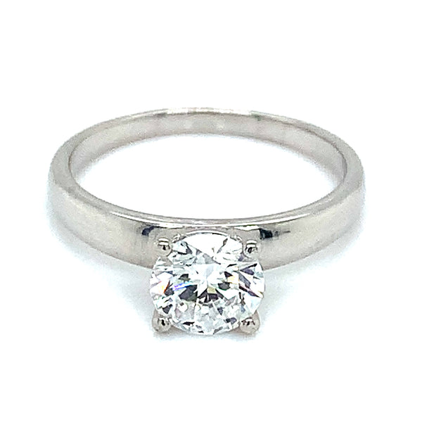 (LD) Anillo con diamante de laboratorio en oro blanco 14kt.