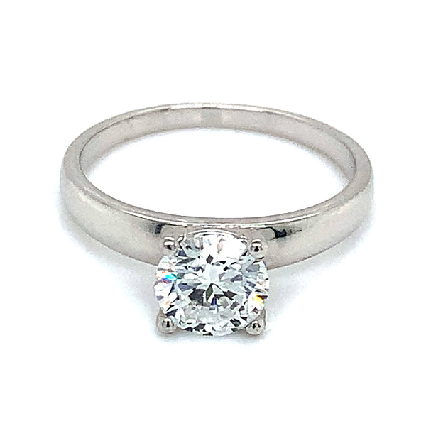 (LD) Anillo con diamante de laboratorio en oro blanco 14kt.