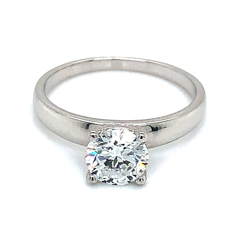 (LD) Anillo con diamante de laboratorio en oro blanco 14kt.