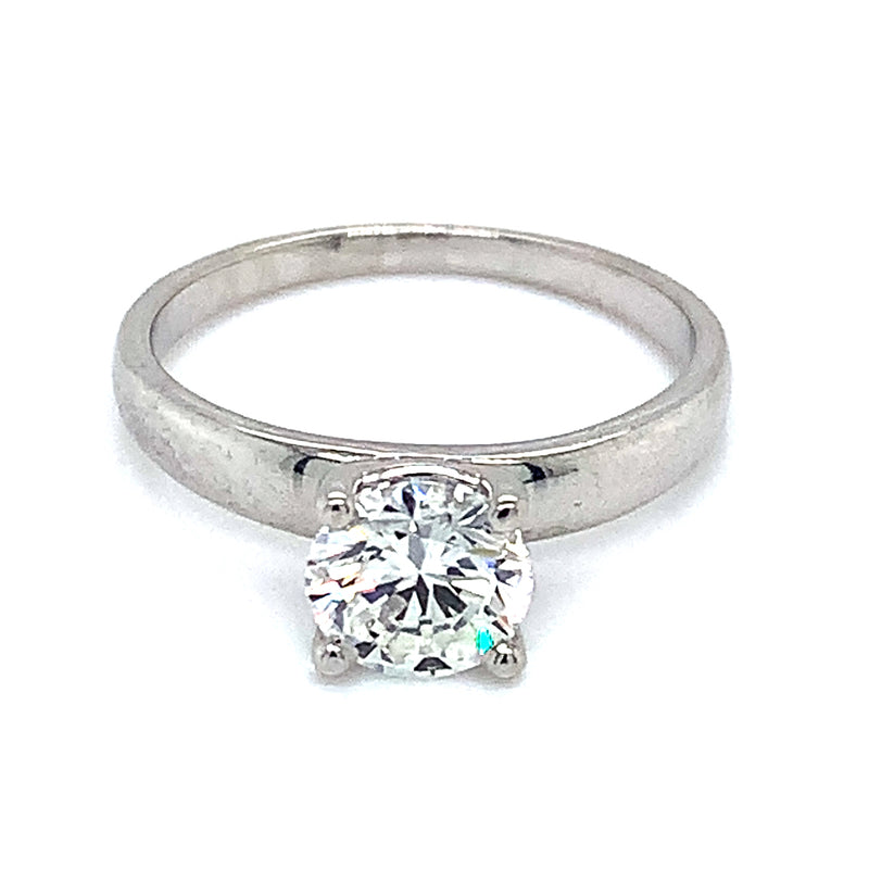 (LD) Anillo con diamante de laboratorio en oro blanco 14kt.